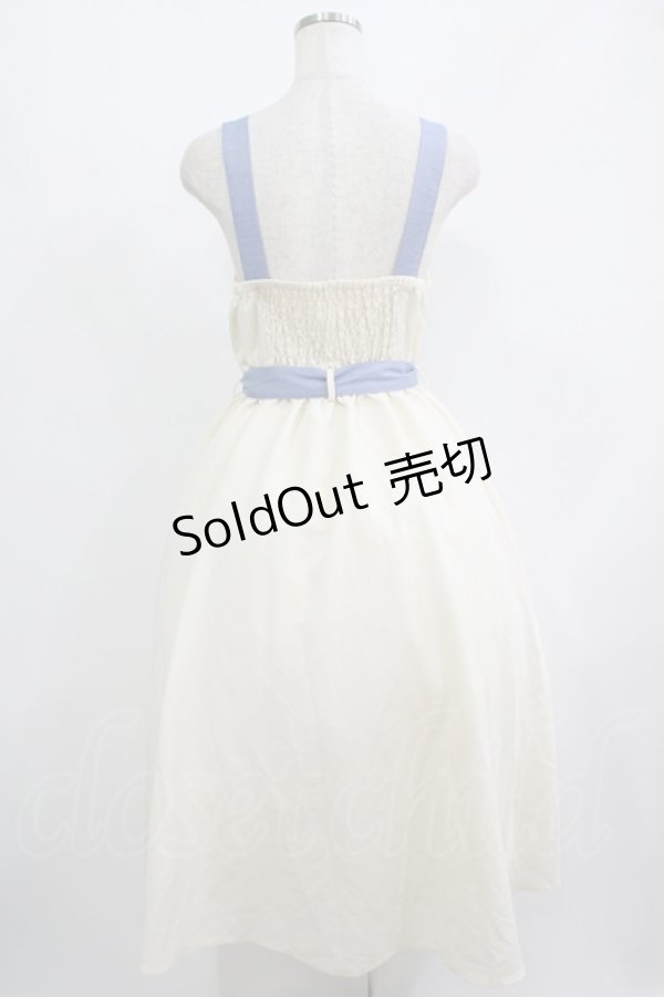 画像3: axes femme / リボンフラワー刺繍ジャンスカ M 生成り/ブルー H-25-08-06-006-AX-OP-NS-ZH (3)