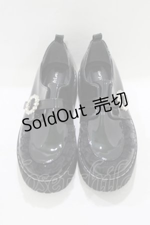 画像: DearMyLove / 厚底メイドフリルシューズ 24.5cm ブラックエナメル H-25-08-06-078-EL-SH-NS-ZH