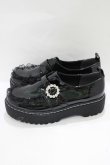 画像2: DearMyLove / 厚底メイドフリルシューズ 24.5cm ブラックエナメル H-25-08-06-078-EL-SH-NS-ZH (2)