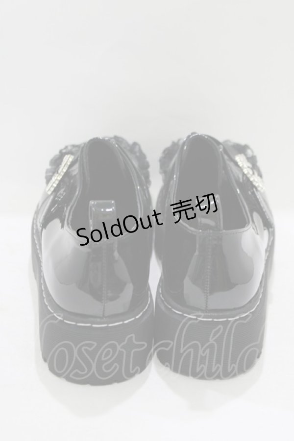 画像3: DearMyLove / 厚底メイドフリルシューズ 24.5cm ブラックエナメル H-25-08-06-078-EL-SH-NS-ZH (3)