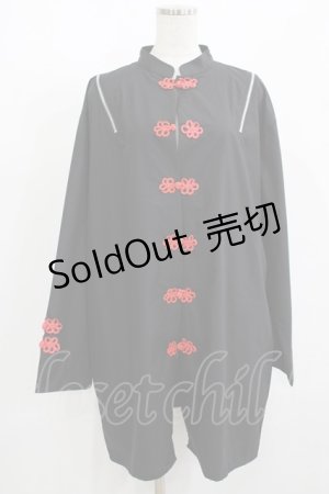 画像: REFLEM / ショルダーZIPチャイナシャツ  黒×赤 H-25-08-07-031-PU-BL-KB-ZH