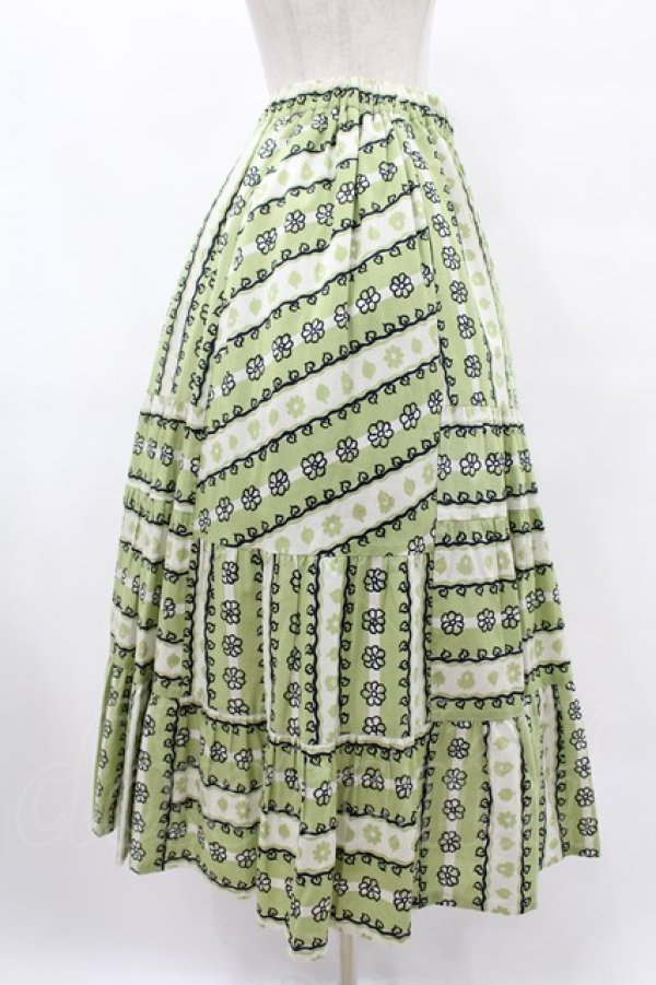 画像3: Jane Marple Dans Le Salon / Autumn gardenスウィッチングスカート M ピスタチオ×アイボリー H-25-08-07-1035-JM-SK-KB-ZH (3)