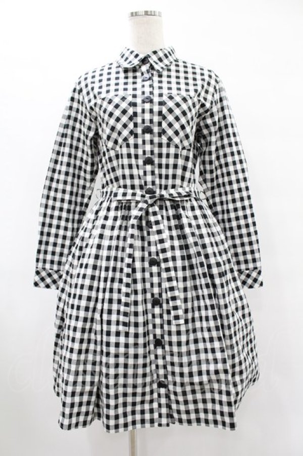 画像1: MILK / ギンガムロングワンピース  ブラック H-25-08-07-1039-ML-OP-KB-ZH (1)