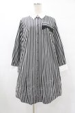 画像1: ネバアランド / リボンシャツワンピース  灰×黒 H-25-08-07-1040-LO-OP-KB-ZH (1)