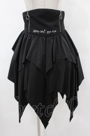 画像: NieR Clothing / ハイウエストイレギュラースカート  黒 H-25-08-07-1043-PU-SK-KB-ZH
