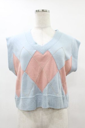 画像: MILK / アーガイルミニベスト  サックスベース H-25-08-07-1047-ML-TO-KB-ZH