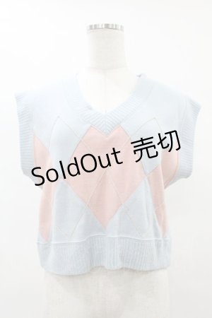 画像: MILK / アーガイルミニベスト  サックスベース H-25-08-07-1047-ML-TO-KB-ZH