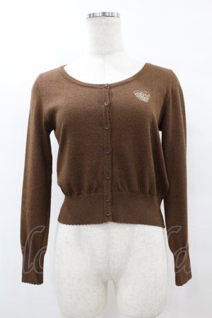 画像: Emily Temple cute / ハートロゴ刺繍ラメニットカーディガン  ブラウン H-25-08-07-1051-ET-TO-KB-ZH