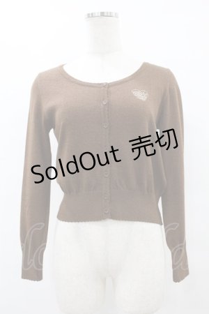 画像: Emily Temple cute / ハートロゴ刺繍ラメニットカーディガン  ブラウン H-25-08-07-1051-ET-TO-KB-ZH