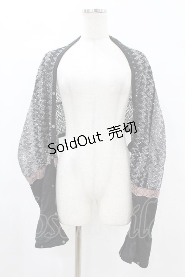 画像1: Rozen Kavalier / 異素材切替ケープストール  黒 H-25-08-07-1020-OO-ZA-KB-ZH (1)