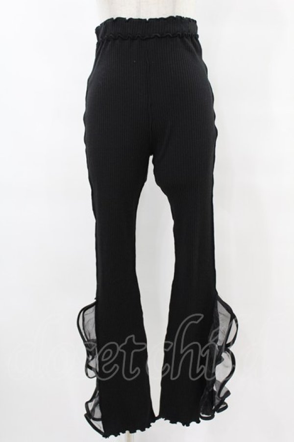 画像1: lilLilly / リブフリルパンツ  黒 H-25-08-07-1026-LO-PA-KB-ZH (1)