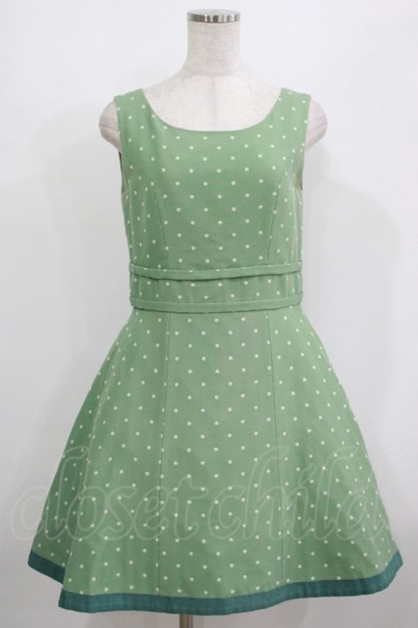 画像1: Jane Marple / ドットジャンパースカート Free グリーン H-25-08-07-014-JM-OP-KB-ZH (1)