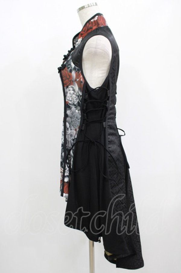 Qutie Frash / チャイナチュニック 黒×赤 H-25-08-07-021-QU-TO