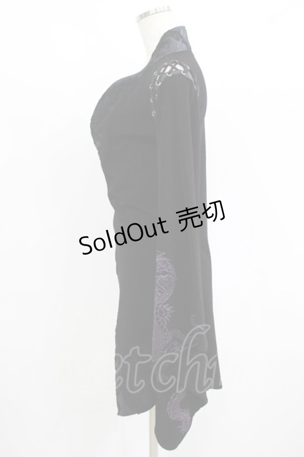 画像2: Qutie Frash / 着物カーデ  黒×紫 H-25-08-07-027-QU-TO-KB-ZH (2)