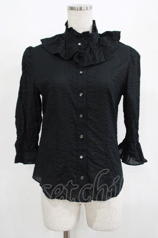 画像1: NO.S PROJECT / ラッフルブラウス S ブラック H-25-08-08-038-LO-BL-NS-ZH (1)