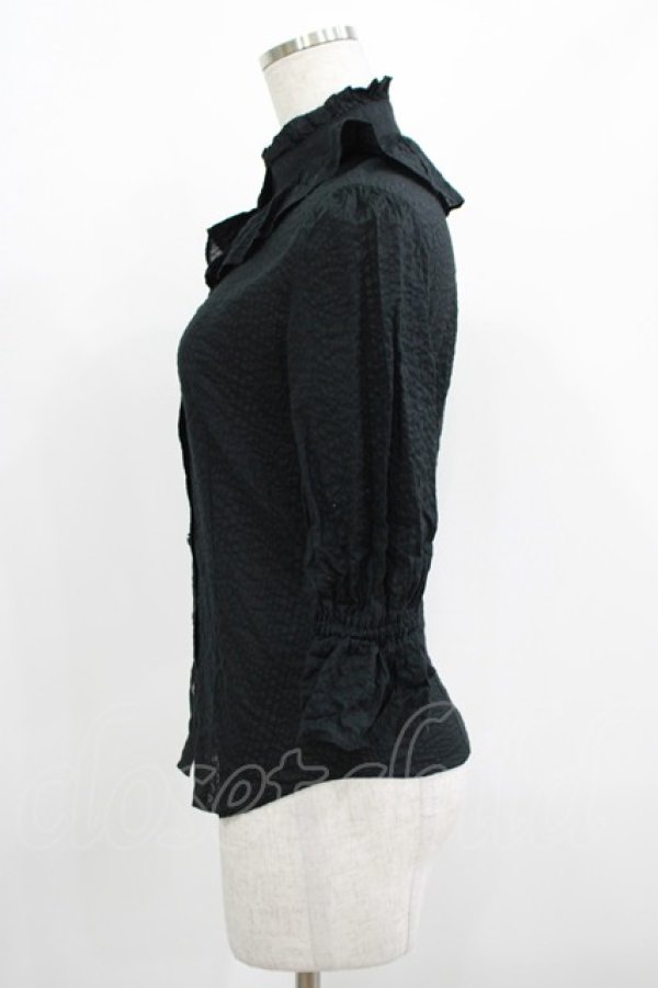 画像2: NO.S PROJECT / ラッフルブラウス S ブラック H-25-08-08-038-LO-BL-NS-ZH (2)