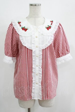 画像: Amavel / Strawberry Farmフリルブラウス Free レッド H-25-08-08-043-CA-BL-NS-ZH