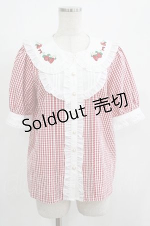画像: Amavel / Strawberry Farmフリルブラウス Free レッド H-25-08-08-043-CA-BL-NS-ZH