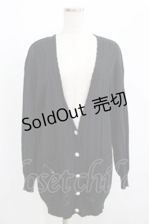 画像: Amavel / ハート透かし編みロングカーディガン Free ブラック H-25-08-08-050-CA-TO-NS-ZH