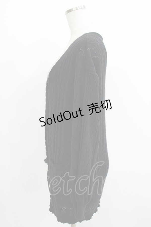 画像2: Amavel / ハート透かし編みロングカーディガン Free ブラック H-25-08-08-050-CA-TO-NS-ZH (2)