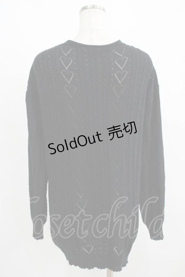 画像3: Amavel / ハート透かし編みロングカーディガン Free ブラック H-25-08-08-050-CA-TO-NS-ZH (3)