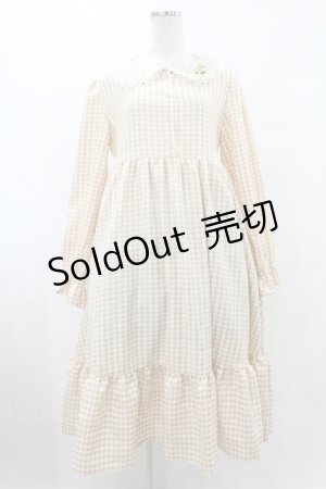 画像: FLC / 星名桜子/ギンガムチェックワンピース L ベージュ H-25-08-08-1030-0-OP-NS-ZH