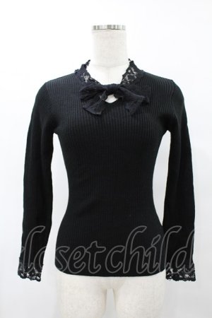 画像: F&A / レースボウタイリブニットプルオーバー Free BLACK H-25-08-08-1046-LO-TO-NS-ZH