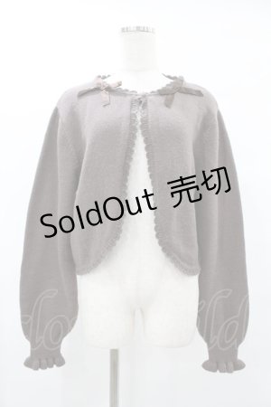 画像: m petit by misako / リボンニットボレロ LL チャコール H-25-08-08-1049-LO-TO-NS-ZH