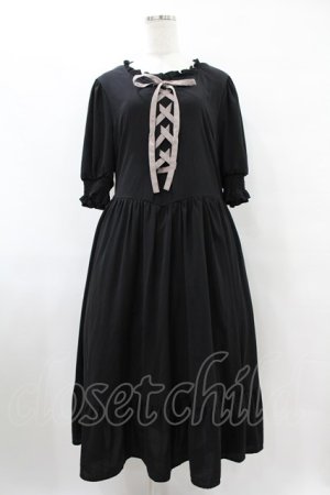 画像: m petit by misako / AMレースアップワンピース 3L ブラック H-25-08-08-1018-LO-OP-NS-ZH