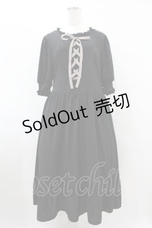 画像: m petit by misako / AMレースアップワンピース 3L ブラック H-25-08-08-1018-LO-OP-NS-ZH