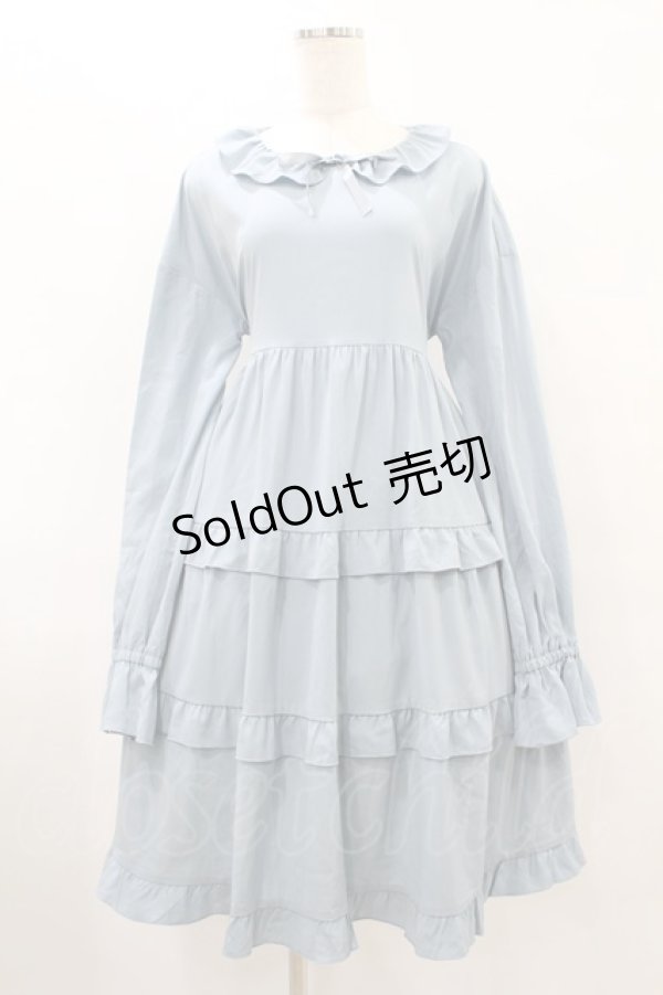 画像1: FLC / 皆方由衣コラボ/ティアードフリルワンピース M サックス H-25-08-08-1024-0-OP-NS-ZH (1)
