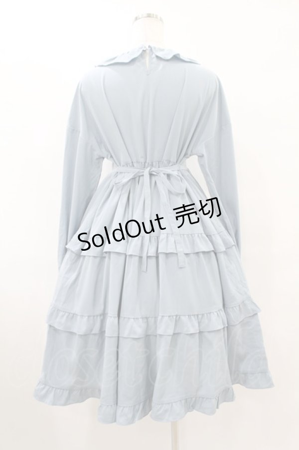 画像2: FLC / 皆方由衣コラボ/ティアードフリルワンピース M サックス H-25-08-08-1024-0-OP-NS-ZH (2)