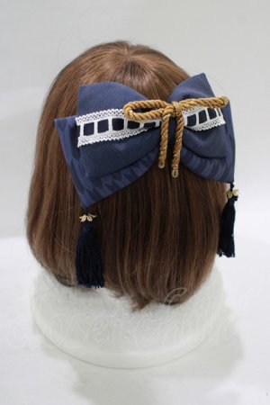 画像: Amavel / お月見うさぎの和風スリーピンリボン  ネイビー H-25-08-08-076-CA-AC-NS-ZH