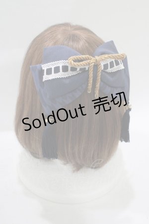 画像: Amavel / お月見うさぎの和風スリーピンリボン  ネイビー H-25-08-08-076-CA-AC-NS-ZH