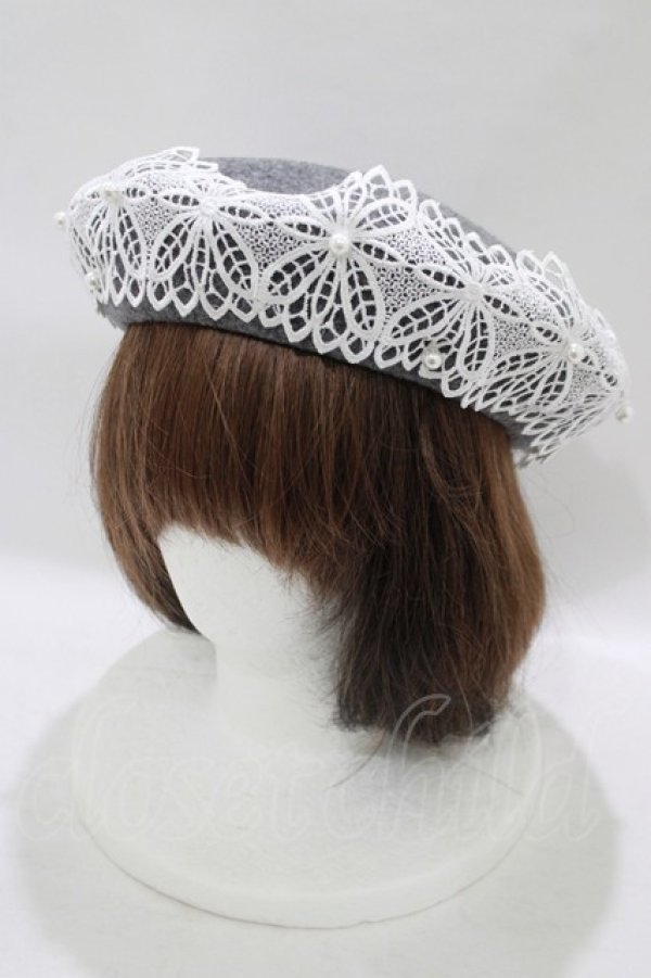 画像1: m petit by misako / TT*AMレースBベレー  グレー H-25-08-08-080-LO-AC-NS-ZH (1)