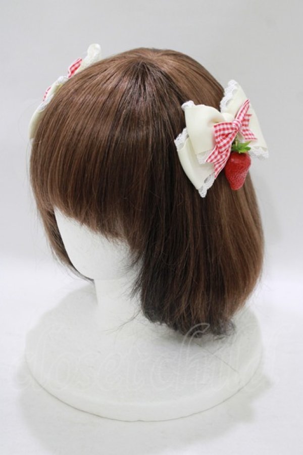 画像1: Amavel / Strawberry Farmダブルリボンクリップ  オフ H-25-08-08-083-CA-AC-NS-ZH (1)