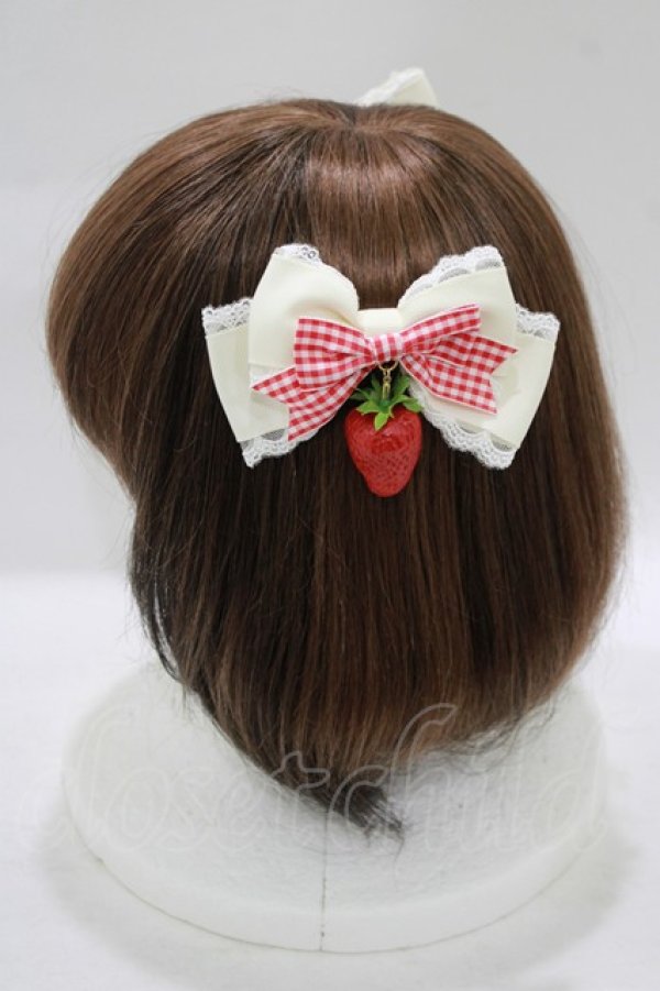 画像2: Amavel / Strawberry Farmダブルリボンクリップ  オフ H-25-08-08-083-CA-AC-NS-ZH (2)