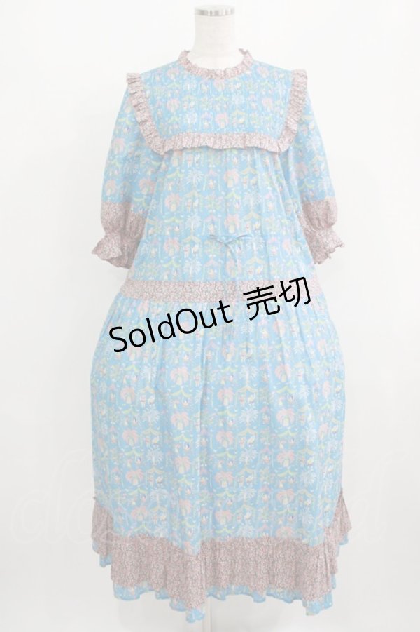 画像1: Jane Marple / A Celebrationコラボレーションドレス  ターコイズブルー×ピンク H-25-08-09-003-JM-OP-KB-ZH (1)