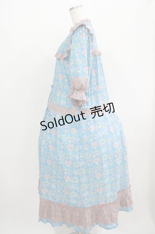 画像2: Jane Marple / A Celebrationコラボレーションドレス  ターコイズブルー×ピンク H-25-08-09-003-JM-OP-KB-ZH (2)