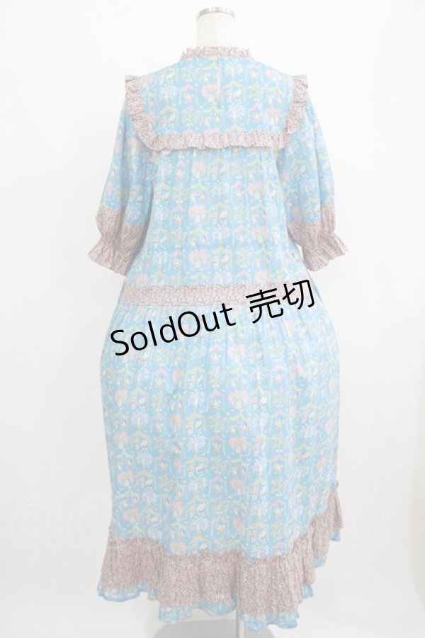 画像3: Jane Marple / A Celebrationコラボレーションドレス  ターコイズブルー×ピンク H-25-08-09-003-JM-OP-KB-ZH (3)