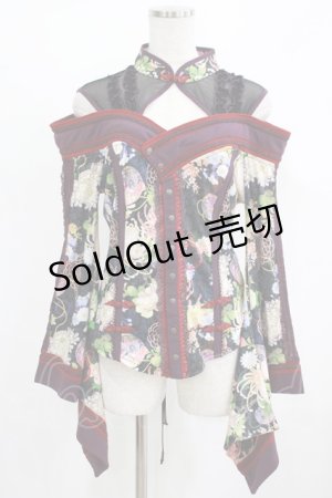 画像: Ozz oneste / 2Way着物袖トップス  黒×紫 H-25-08-09-038-OO-TO-KB-ZH