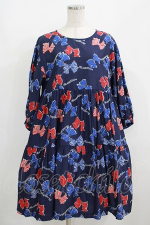 画像: Jane Marple / Anniversary ribbonsティアードドレス  ネイビー H-25-08-09-005-JM-OP-KB-ZH