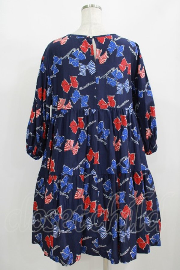 Jane Marple / Anniversary ribbonsティアードドレス ネイビー H
