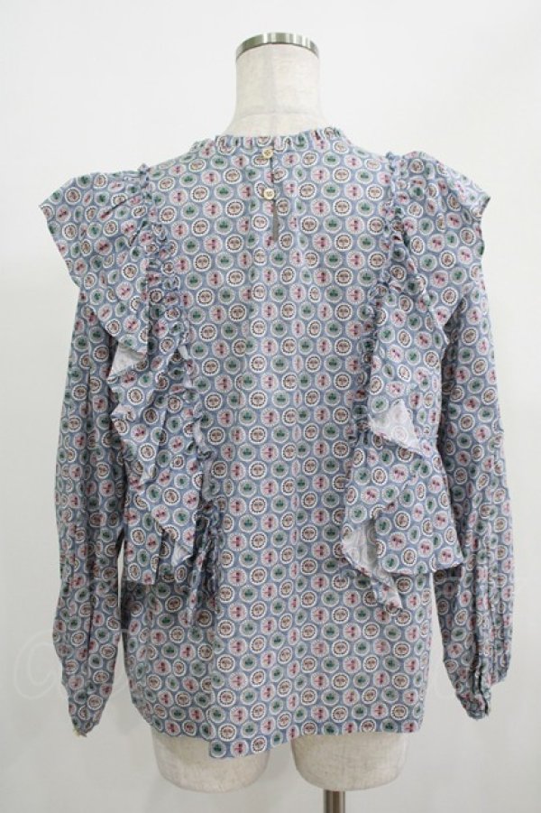 画像3: Jane Marple Dans Le Salon / Noon shoulder frill blouse  blue grey H-25-08-09-047-JM-BL-KB-ZH (3)