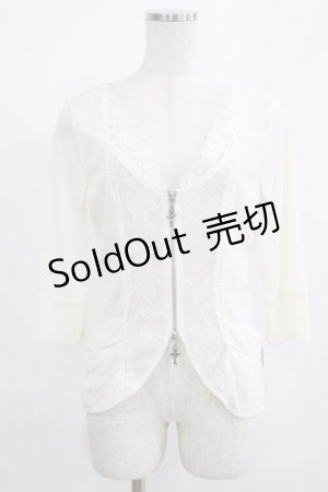 画像: Rozen Kavalier / メッシュZIPカーディガン  白 H-25-08-09-051-OO-TO-KB-ZH