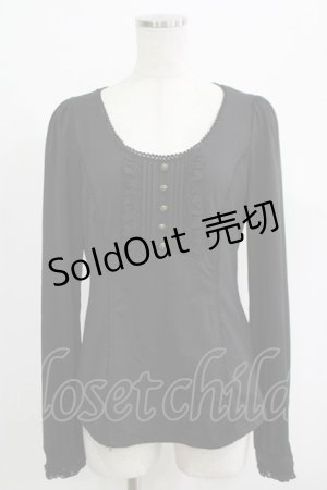 画像: Ozz oneste / 薔薇刺繍ピンタックトップス  黒 H-25-08-09-057-OO-TO-KB-ZH