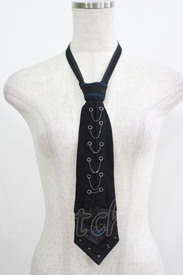 画像1: Ozz oneste / 薔薇刺繍ネクタイ  黒×青薔薇 H-25-08-09-066-OO-ZA-KB-ZH (1)