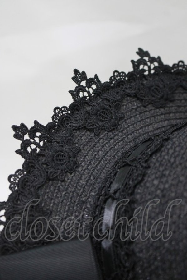 画像2: MR corset / WINGレースリボンハット  黒 H-25-08-09-070-PU-AC-KB-ZH (2)