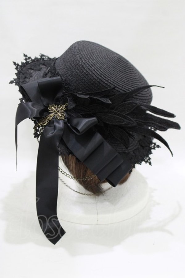 画像4: MR corset / WINGレースリボンハット  黒 H-25-08-09-070-PU-AC-KB-ZH (4)