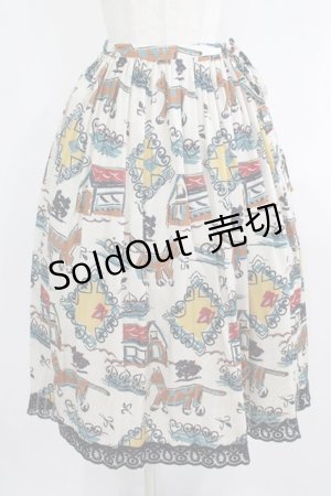 画像: Jane Marple / Strolling cat peasant skirt  シルバーグレイ H-25-08-09-013-JM-SK-KB-ZH